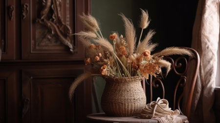 Elegant bohemian flower composition. Illustration Generative AIの素材