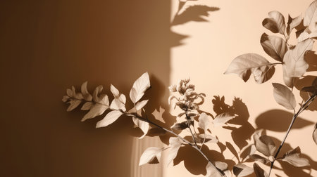 Dry flower beige background. Illustration Generative AIの素材