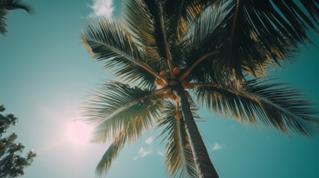 palm tree sunny background. Illustration Generative AIの素材