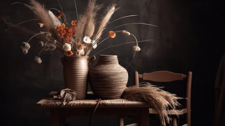 Elegant bohemian flower composition. Illustration Generative AIの素材
