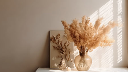 Dry flowers in vase. Illustration Generative AIの素材