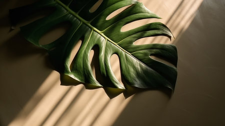 monstera leaf. shadow background. Illustration Generative AIの素材