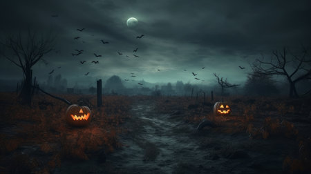 Halloween spooky background. Illustration Generative AIの素材
