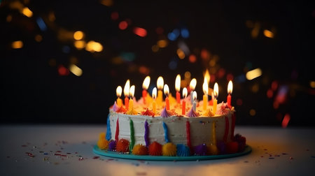 birthday cake with candles. Illustration Generative AIの素材
