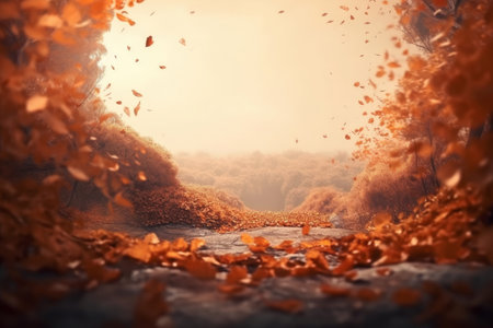 Magic Autumn Fall Background. Illustration Generative AIの素材