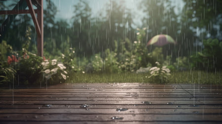 Summer rain background. Illustration Generative AIの素材
