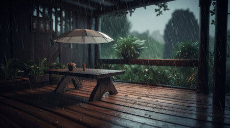 Summer rain background. Illustration Generative AIの素材