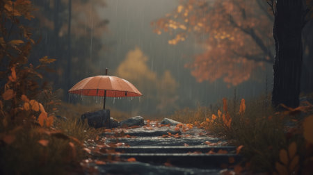 Autumn rain background. Illustration Generative AIの素材