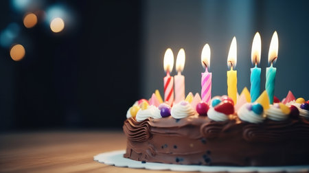 birthday cake with candles. Illustration Generative AIの素材