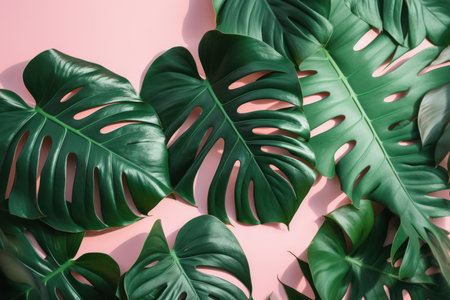 natural monstera leaves background. Illustration Generative AIの素材