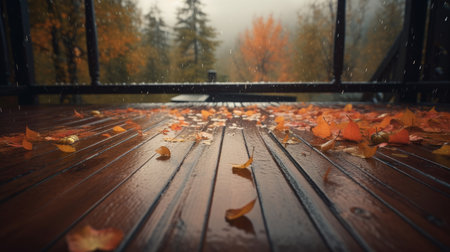 Autumn rain background. Illustration Generative AIの素材