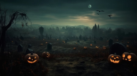 Halloween spooky background. Illustration Generative AIの素材