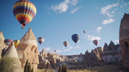 Air balloon background. Illustration Generative AIの素材