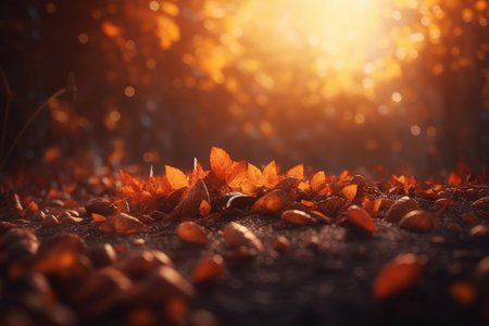 Magic Autumn Fall Background. Illustration Generative AIの素材