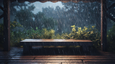 Summer rain background. Illustration Generative AIの素材