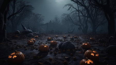 Halloween spooky background. Illustration Generative AIの素材