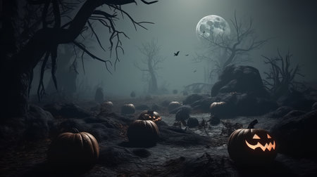Halloween spooky background. Illustration Generative AIの素材