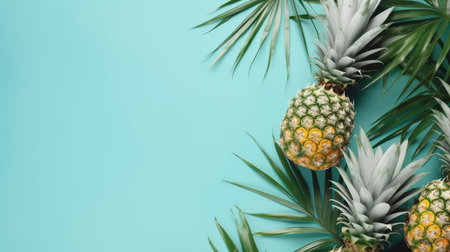 Pineapple tropical background. Illustration Generative AIの素材