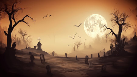 Halloween spooky background. Illustration Generative AIの素材