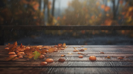 Autumn rain background. Illustration Generative AIの素材