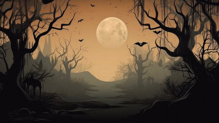 Halloween spooky background. Illustration Generative AIの素材