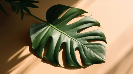 monstera leaf. shadow background. Illustration Generative AIの素材