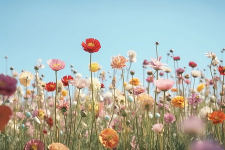 Summer background with flowers Illustration Generative AIの素材