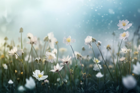 Summer background with flowers Illustration Generative AIの素材