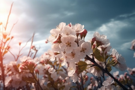 Summer background with flowers Illustration Generative AIの素材