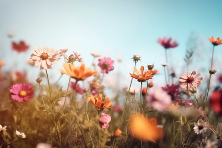Natural flower background with copy space. Illustration Generative AIの素材