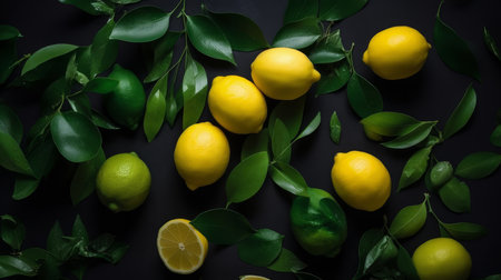 Natural background with lemon. Illustration Generative AIの素材