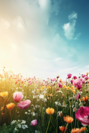 Natural flower background with copy space. Illustration Generative AIの素材
