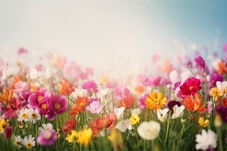 Summer background with flowers Illustration Generative AIの素材