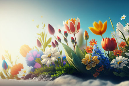 Natural flower background with copy space. Illustration Generative AIの素材
