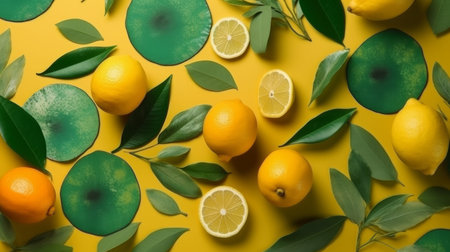 Natural background with lemon. Illustration Generative AIの素材