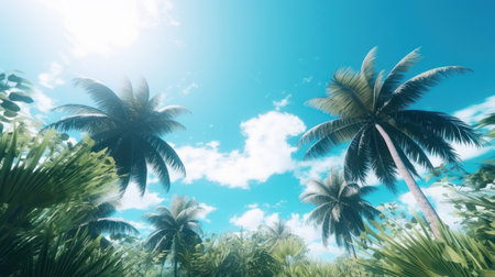 Summer tropical background with copy space. Illustration Generative AIの素材