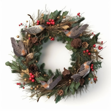 Christmas wreath isolated Illustration Generative AIの素材