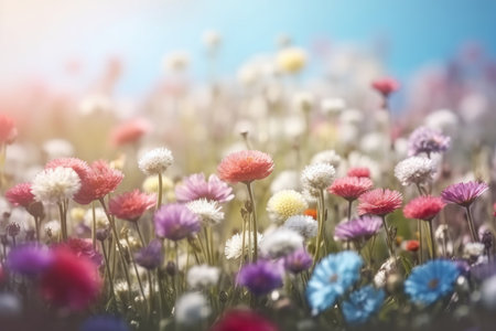 Summer background with flowers Illustration Generative AIの素材