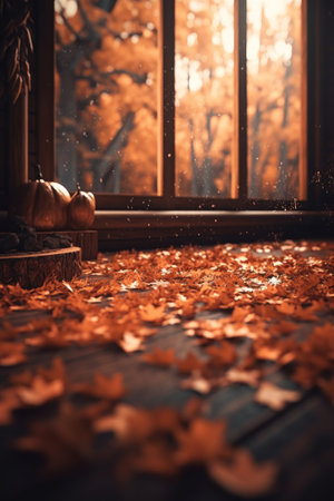 Magic autumn fall background. Illustration Generative AIの素材