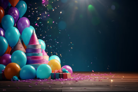 Birthday Party Balloon Background. Illustration Generative AIの素材
