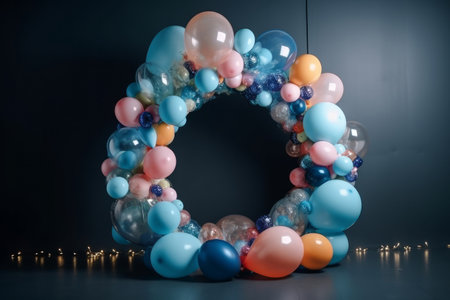 Birthday Party Balloon Background. Illustration Generative AIの素材