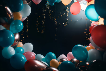 Birthday Party Balloon Background. Illustration Generative AIの素材