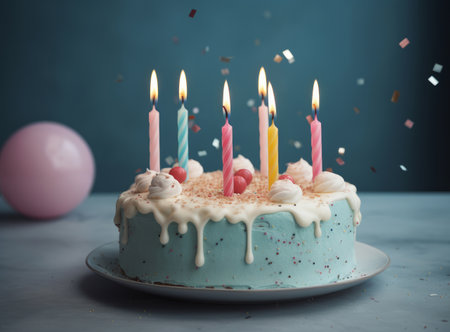 birthday cake background. Illustration Generative AIの素材