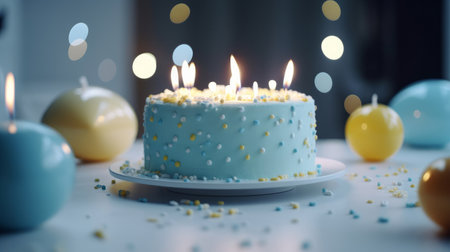 birthday cake background. Illustration Generative AIの素材