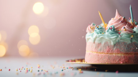 Birthday background with cake. Illustration Generative AIの素材