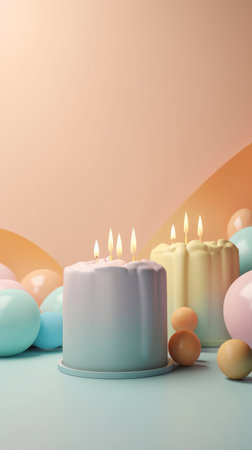 Birthday background with cake. Illustration Generative AIの素材