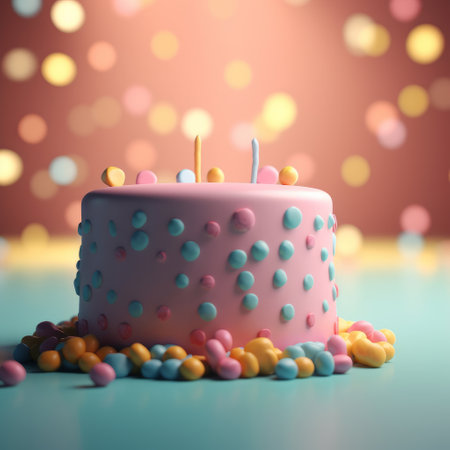 Birthday background with cake. Illustration Generative AIの素材