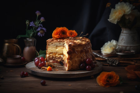 Sweet cake dessert. Illustration Generative AIの素材