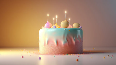 Birthday background with cake. Illustration Generative AIの素材