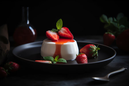 Panna cotta dessert. Illustration Generative AIの素材